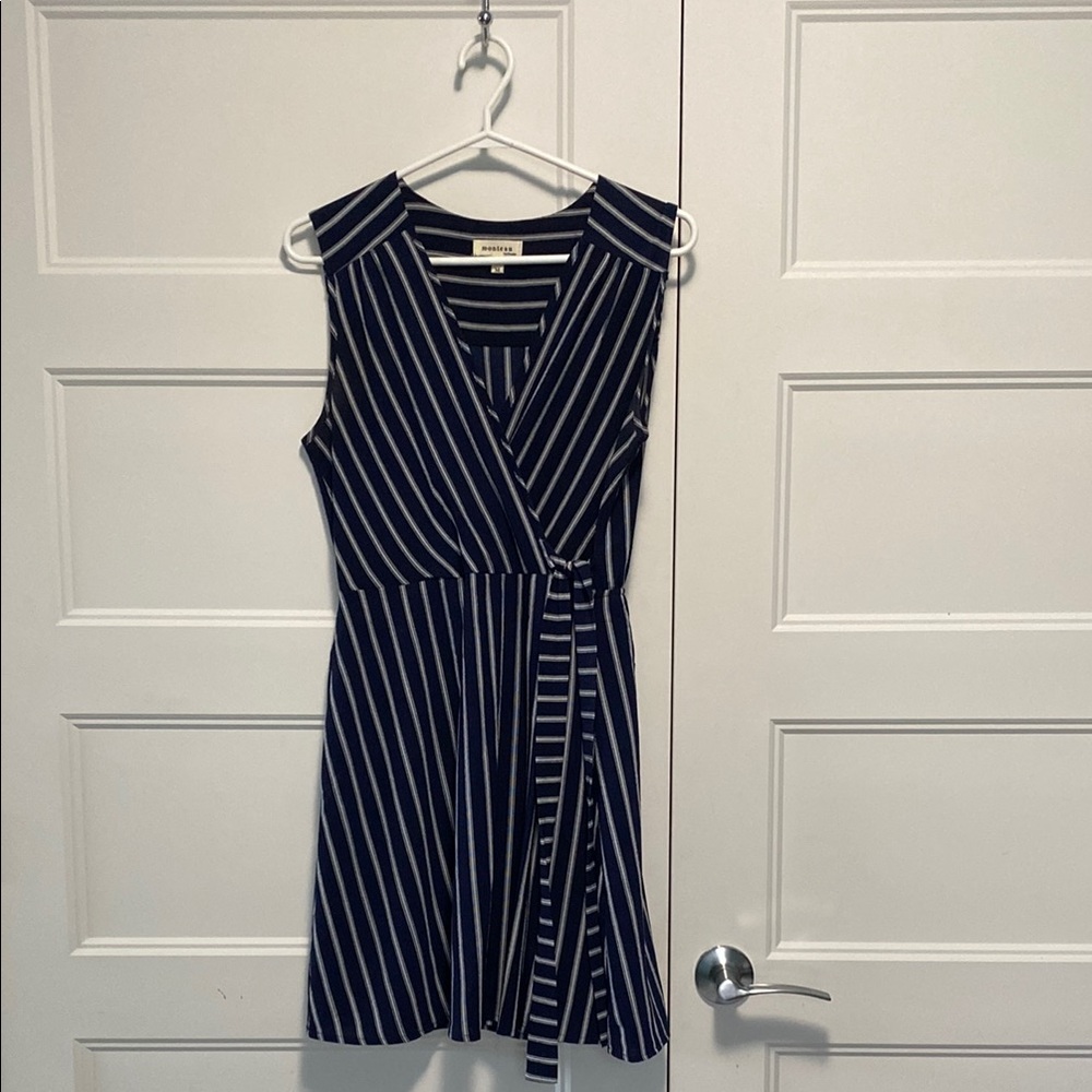 Navy Striped Sleeveless Dress